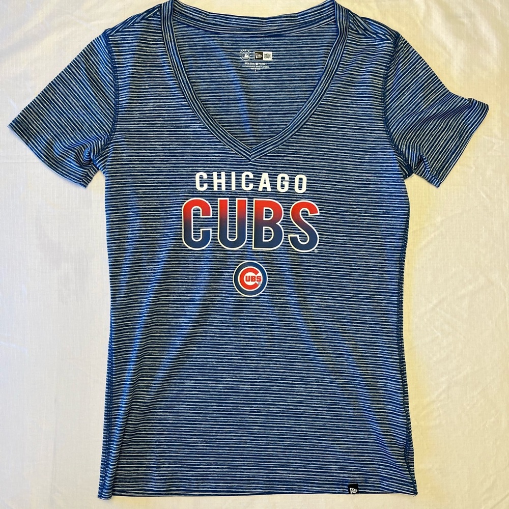 Blue and White Striped Chicago Cubs T-Shirt